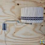 Vintage verstelbare Wandlamp (jaren 60) stoffen kap , fineer, Ophalen of Verzenden