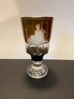Uniek Boheems kunstglas ca 1890  handgeslepen amber overlay, Antiek en Kunst, Antiek | Glaswerk en Kristal, Ophalen