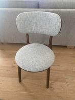 1 Chaises scandinaves en tissu gris clair et bois foncé, Comme neuf, Brun, Scandinave, Tissus