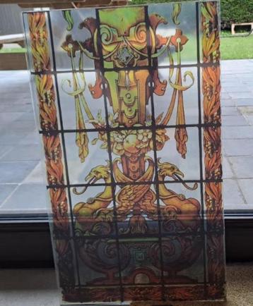 Vitrail 57x34cm avec film protecteur sur verre, Enlèvement, Utilisé
