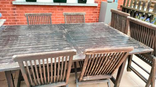 Tuinset teak donker gekleurd. Goede staat. Via bestelwagen, Tuin en Terras, Tuinsets en Loungesets, Gebruikt, Tuinset, Ophalen