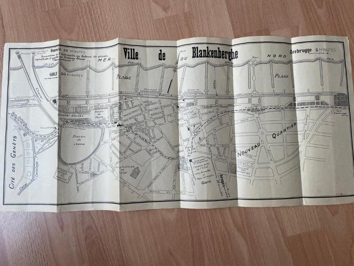 toeristische stadsplan Blankenberge daterend uit interbellum, Boeken, Atlassen en Landkaarten, Zo goed als nieuw, Overige typen