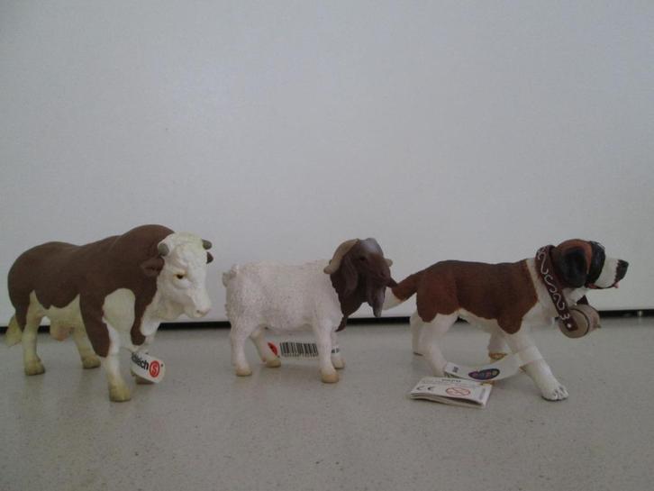 3 tamme dieren van Schleich en Papo gelabeld, Verzamelen, Dierenverzamelingen, Nieuw, Beeldje of Figuurtje, Overige soorten, Ophalen of Verzenden