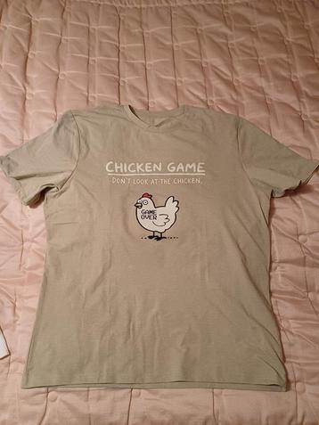 Beige T-shirt met kippenspel, nieuwe maat XXL beschikbaar voor biedingen