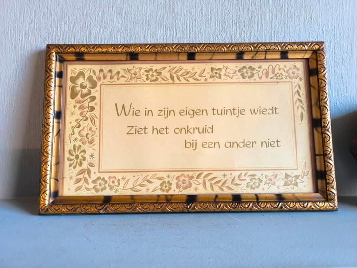 Prachtige vintage kader met spreuk, Huis en Inrichting, Woonaccessoires | Wanddecoraties, Ophalen of Verzenden