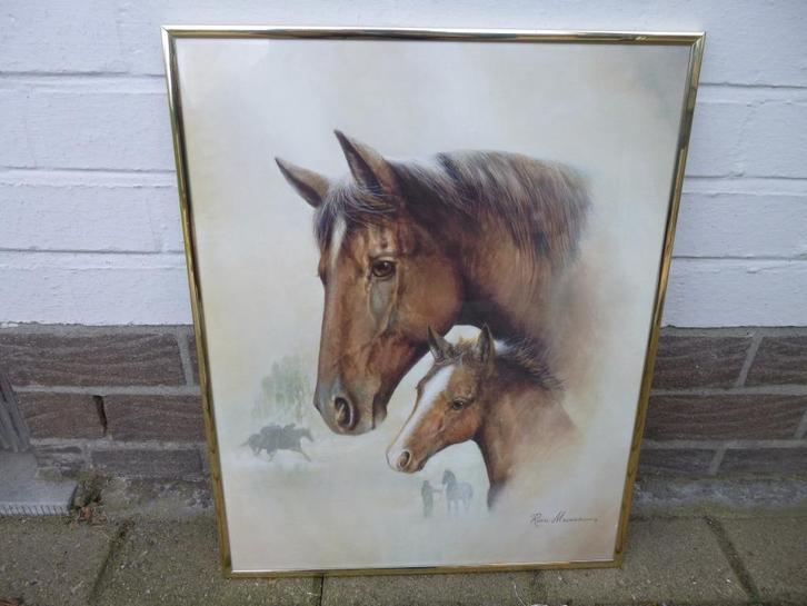 Paard en veulen., Antiek en Kunst, Kunst | Schilderijen | Klassiek, Ophalen