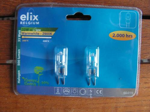 Lot van 2 Elix Halogeen lampen 33 W 500 lumen., Huis en Inrichting, Lampen | Losse lampen, Nieuw, Halogeen (gloei)lamp, 30 tot 60 watt