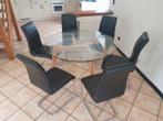 Table en verre avec 6 chaises, Maison & Meubles, Comme neuf, Enlèvement ou Envoi