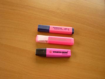 Set 3 fuchsia roze markeerstift fluostift accentueerstift beschikbaar voor biedingen