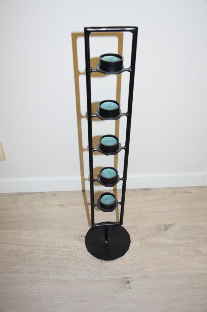 Bougeoir en métal noir - 68 cm - fait main - modèle unique, Maison & Meubles, Accessoires pour la Maison | Bougeoirs & Bougies