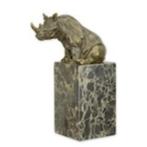 Bronzen Beeld van een zittende Neushoorn GRATIS LEVERING