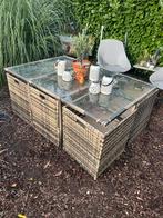Tuintafel met 6 stoelen en 4 krukken, Tuin en Terras, Tuintafels, Ophalen, Gebruikt, Rechthoekig, Kunststof