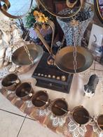 decoratieve weegschaal + 6 koper apotheek potjes, Diversen, Ophalen, Gebruikt