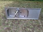 Dubbele inox afwasbak, inclusief mengkraan, Ophalen, Gebruikt, 100 tot 150 cm, Minder dan 100 cm