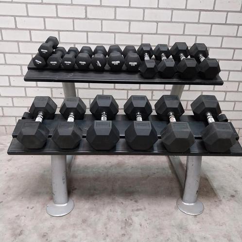 Hexa dumbells set 4 kilo tot 22.5 kilo rogue en sidea + rack, Sport en Fitness, Fitnessmaterialen, Zo goed als nieuw, Ophalen