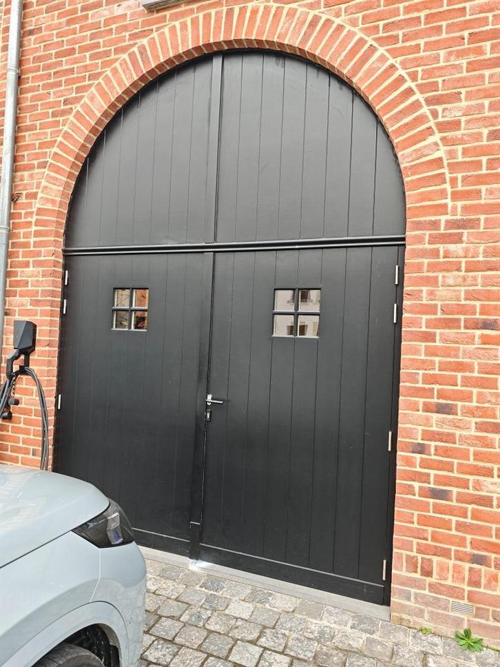 Houten dubbel deur garagepoort, Doe-het-zelf en Bouw, Overige Doe-Het-Zelf en Bouw, Zo goed als nieuw, Ophalen