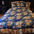 Couvre-lit en tissu fleuri, Maison & Meubles, Comme neuf, Deux personnes, Bleu, Enlèvement