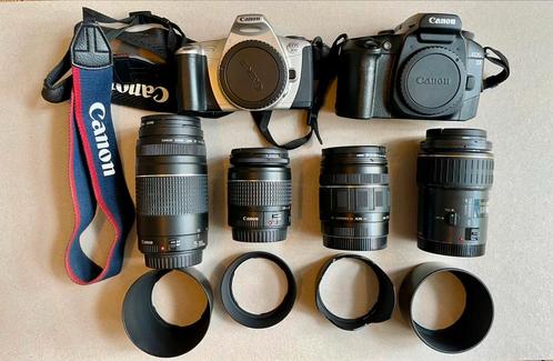 Canon Reflex argentique EOS 33 et EOS 300 + 4 objectifs, Audio, Tv en Foto, Fotocamera's Analoog, Zo goed als nieuw, Spiegelreflex
