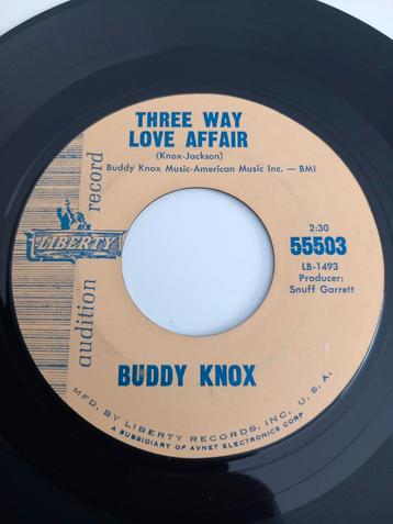 BUDDY KNOX. THREE WAY LOVE AFFAIR. OLDIES POPCORN USA 45T, Enlèvement ou Envoi, Comme neuf