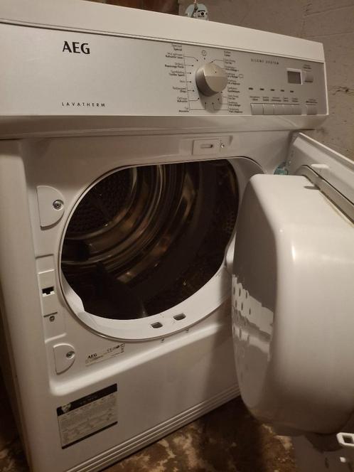 AEG Lavatherm Droogkast + Stevige Wieltjesset + Tussenstuk, Elektronische apparatuur, Droogkasten, Gebruikt, Luchtafvoer, Voorlader