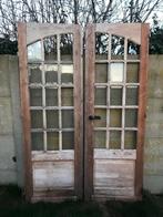 2 mooie houten dubbele deuren, Doe-het-zelf en Bouw, Deuren en Vliegenramen, Ophalen, Glas