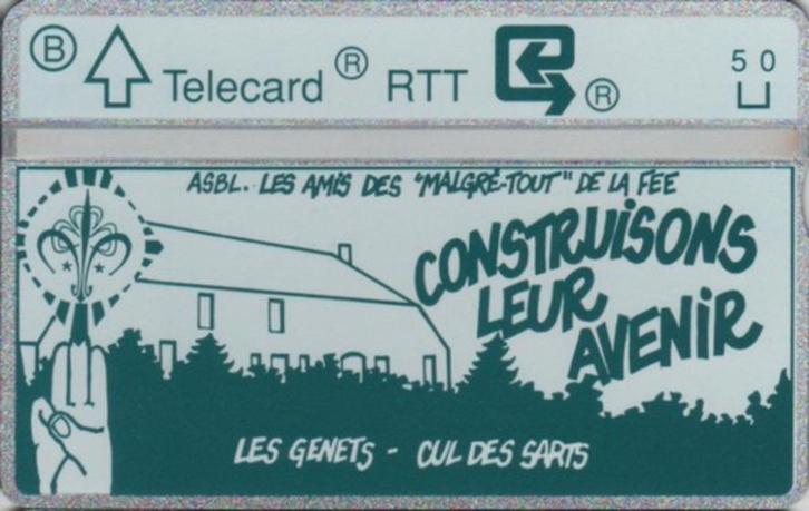 Télécarte Phonecard belge 211 A.M.T. (Construisons leur Aven, Verzamelen, Telefoonkaarten, Ophalen