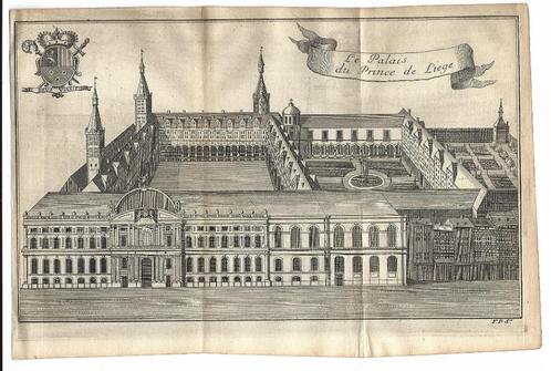 1720 - Liège - palais du Prince - Evêque, Antiek en Kunst, Kunst | Etsen en Gravures, Verzenden