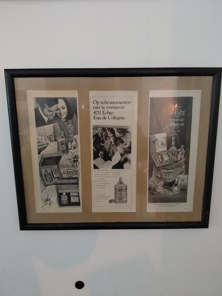 Kader met oude reclame eau de cologne 4711, Verzamelen, Merken en Reclamevoorwerpen, Ophalen of Verzenden