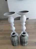 Kandelaars/vaasjes, Huis en Inrichting, Woonaccessoires | Kandelaars en Kaarsen, Ophalen, 25 tot 50 cm, Zo goed als nieuw, Crème