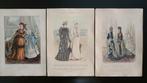 Drie oude Franse modeprenten La Saison., Antiek en Kunst, Kunst | Litho's en Zeefdrukken, Ophalen of Verzenden
