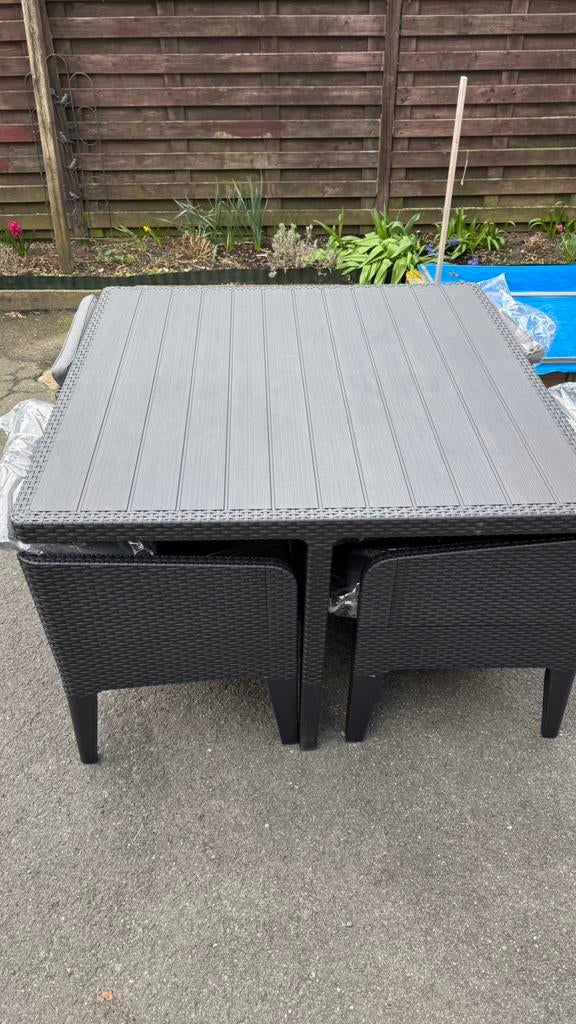 Tuinset, Tuin en Terras, Tuintafels, Ophalen, Zo goed als nieuw, Vierkant, Kunststof