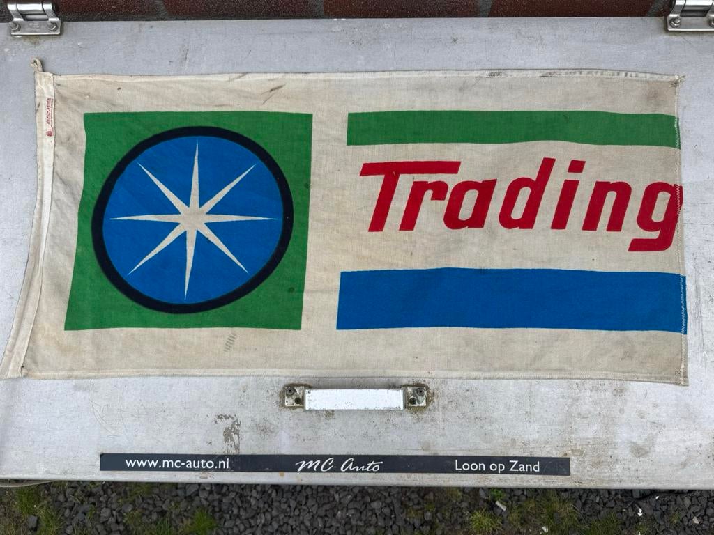 Vintage Trading motor olie reclame vlag, Ophalen of Verzenden, Gebruikt, Reclamebord