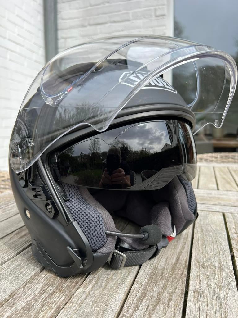 SHOEI J-CRUISE 2-HELM + SENA Mesh- en Bluetooth-intercom, Fietsen en Brommers, Brommerhelmen, Gebruikt, Large, Ophalen of Verzenden