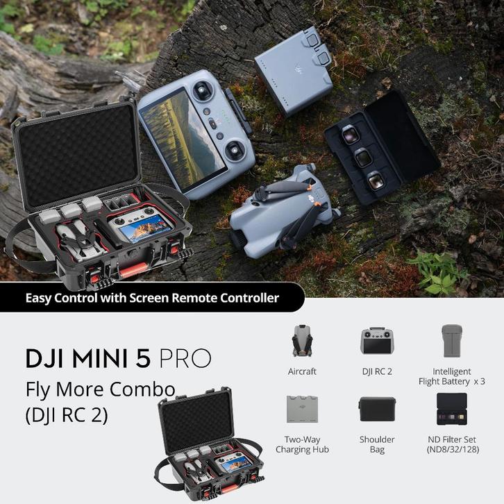 DJI MINI 5 PRO RC2 FLY MORE COMBO INCL HARDCASE, TV, Hi-fi & Vidéo, Drones, DJI, Maintien d'altitude, Suivi automatique, Batterie(s) supplémentaire(s)
