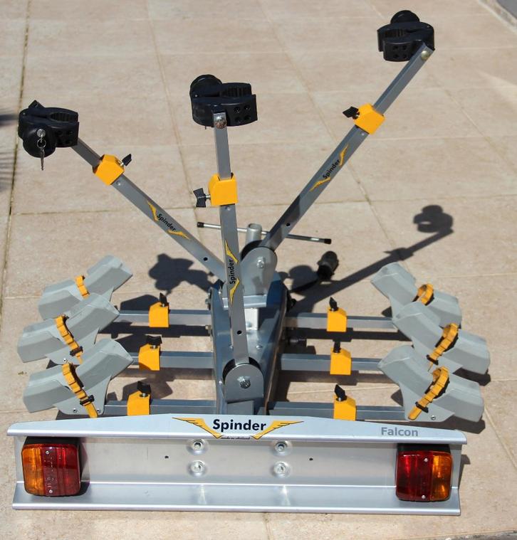 Fietsendrager Spinder Falcon voor trekhaak voor 3 fietsen, Auto diversen, Fietsendragers, Gebruikt, Trekhaakdrager, 3 fietsen of meer