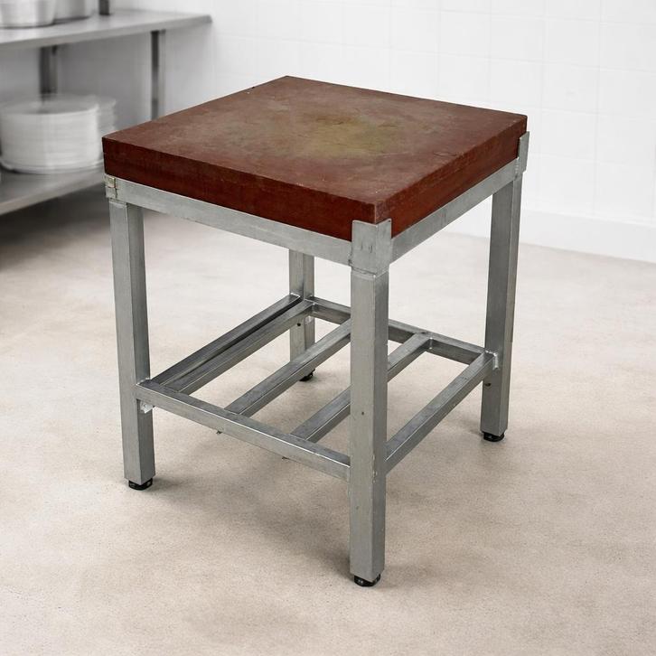 billot de boucher avec structure en acier inoxydable, Bricolage & Construction, Établis, Comme neuf, Enlèvement