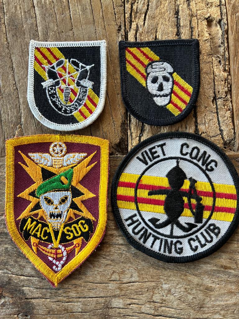 4 patches voor Vietnam van het Amerikaanse leger, Ophalen of Verzenden, Landmacht, Embleem of Badge