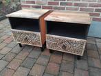 nachtkastjes 2 stuks massief mango nieuwstaat, Enlèvement, Neuf, Bois