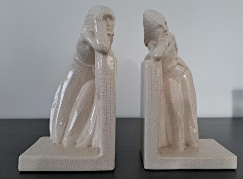 Originele Art Deco boekensteunen uit de jaren '20/'30., Antiquités & Art, Enlèvement, Art deco, Statue, Blanc