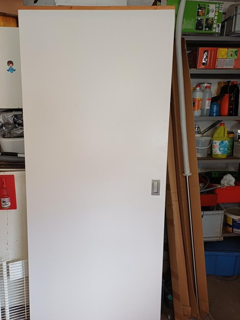 Binnen schuifdeur met nieuwe inox rail, Ophalen, 80 tot 100 cm, Binnendeur, Zo goed als nieuw