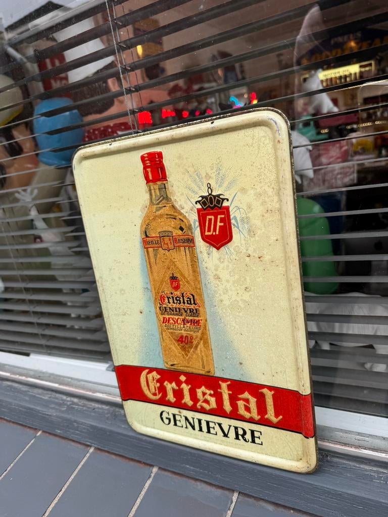 Ancien panneau d'affichage en cristal 1948, Collections, Enlèvement, Utilisé, Panneau publicitaire