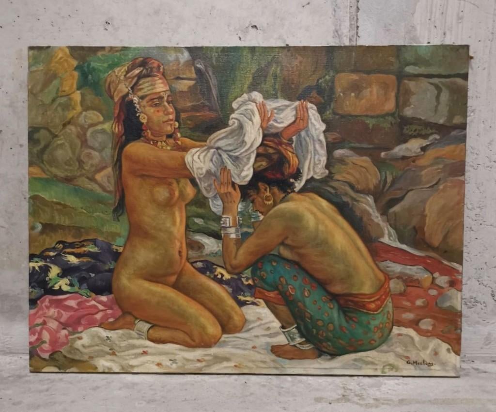 Les Baigneuses – Gust Mertens (naar Étienne Dinet), Antiek en Kunst, Kunst | Schilderijen | Klassiek, Ophalen