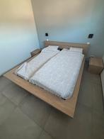 Moderne bedframe 180 X 220 + 2 nachtkasten, Huis en Inrichting, Slaapkamer | Bedden, Ophalen, Gebruikt, Beige, Tweepersoons