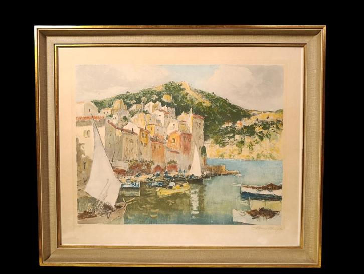 MERIO AMEGLIO (1897-1970) Lithografie gesigneerd en beperkt., Antiek en Kunst, Kunst | Litho's en Zeefdrukken, Ophalen of Verzenden