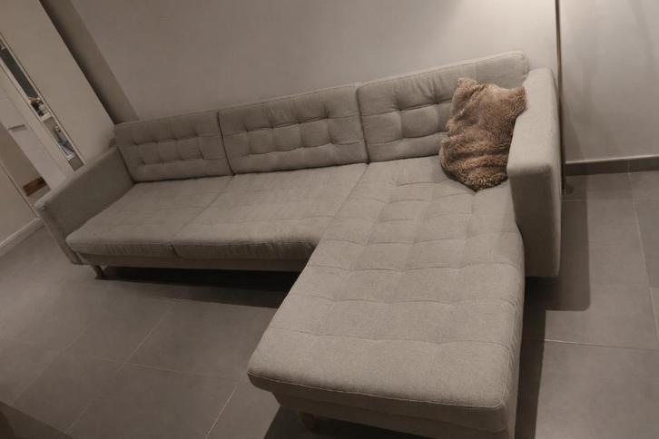 4-zitsbank met chaise longue, Huis en Inrichting, Zetels | Zetels en Chaises Longues, Gebruikt, Vierpersoons of meer, 250 tot 300 cm