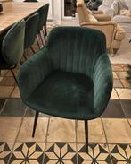 4 groene velouren eetkamerstoelen, Huis en Inrichting, Stoelen, Ophalen, Stof