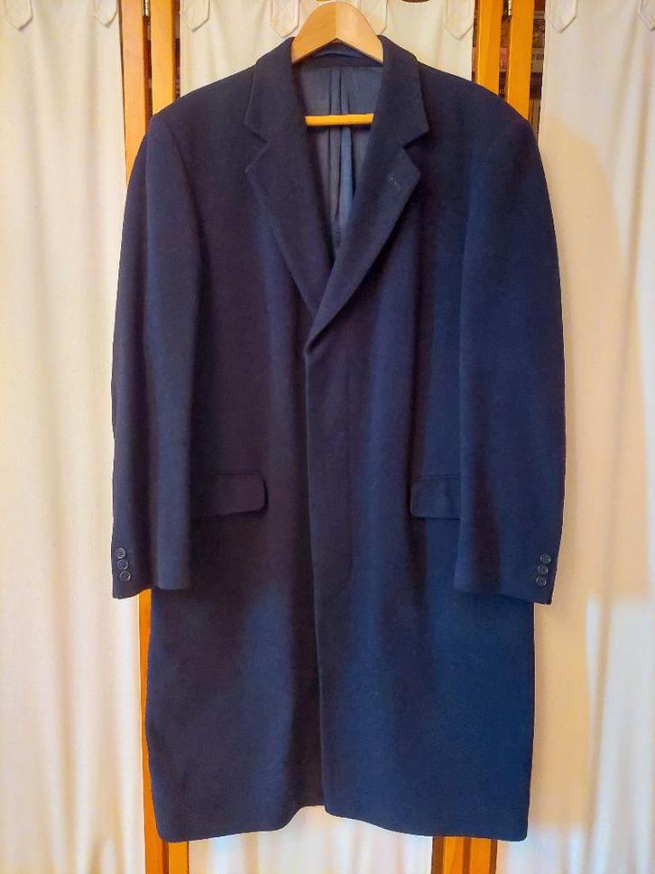 Klassieke lange manteljas - heren - blauw, Kleding | Heren, Jassen | Winter, Zo goed als nieuw, Maat 48/50 (M), Blauw, Ophalen of Verzenden