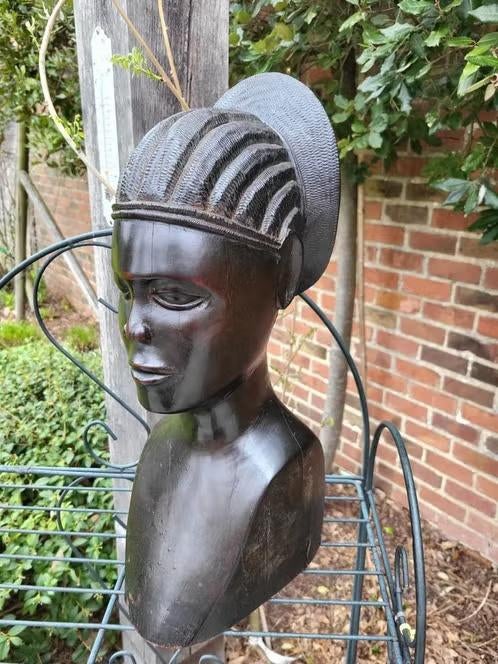 Prachtige Vintage Afrikaanse Buste – Handgesneden Ebbenhout, Antiek en Kunst, Kunst | Niet-Westerse kunst, Ophalen