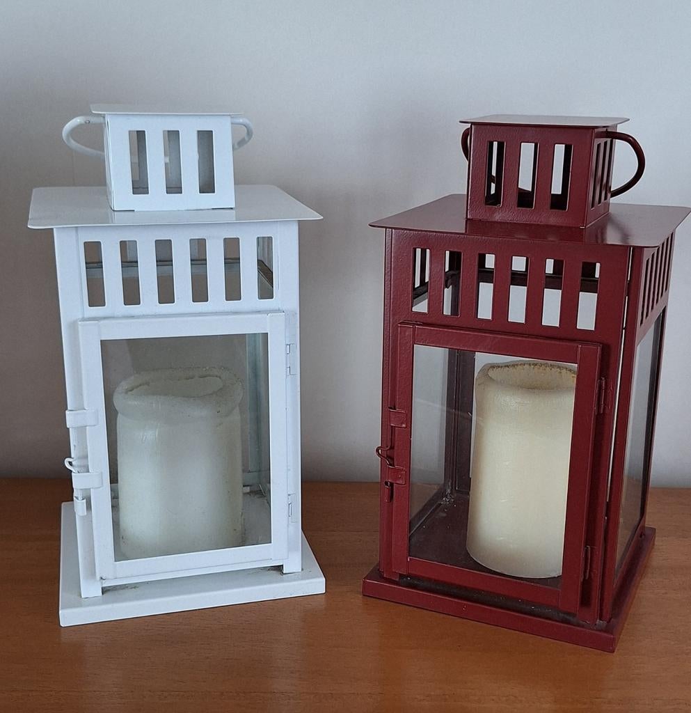 2 lanternes 28 cm Borrby pour bougie Ikea, Enlèvement, Rouge, Métal, Bougie