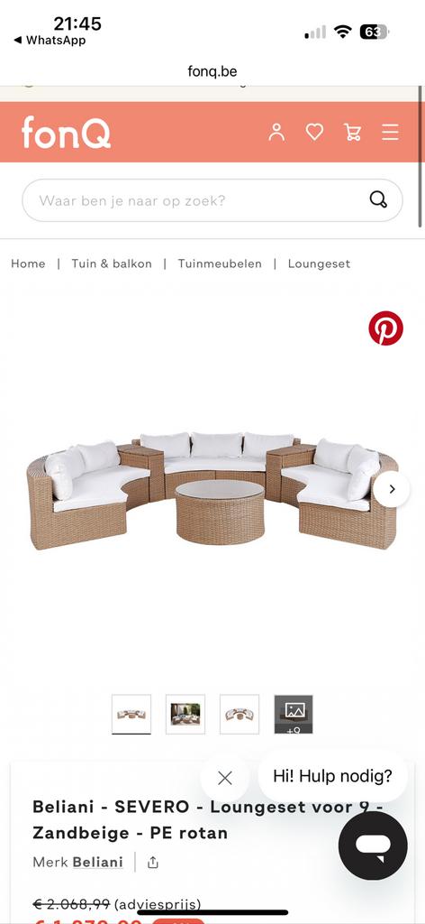 Lounge set tweedehands van Beliani-Fonc, Ophalen, Zo goed als nieuw